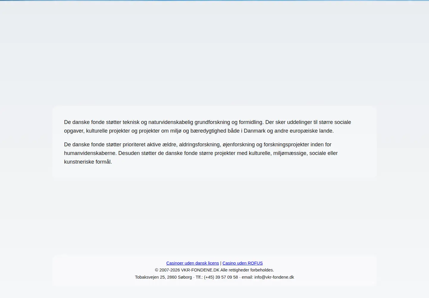 Screenshot of vkr-fondene.dk