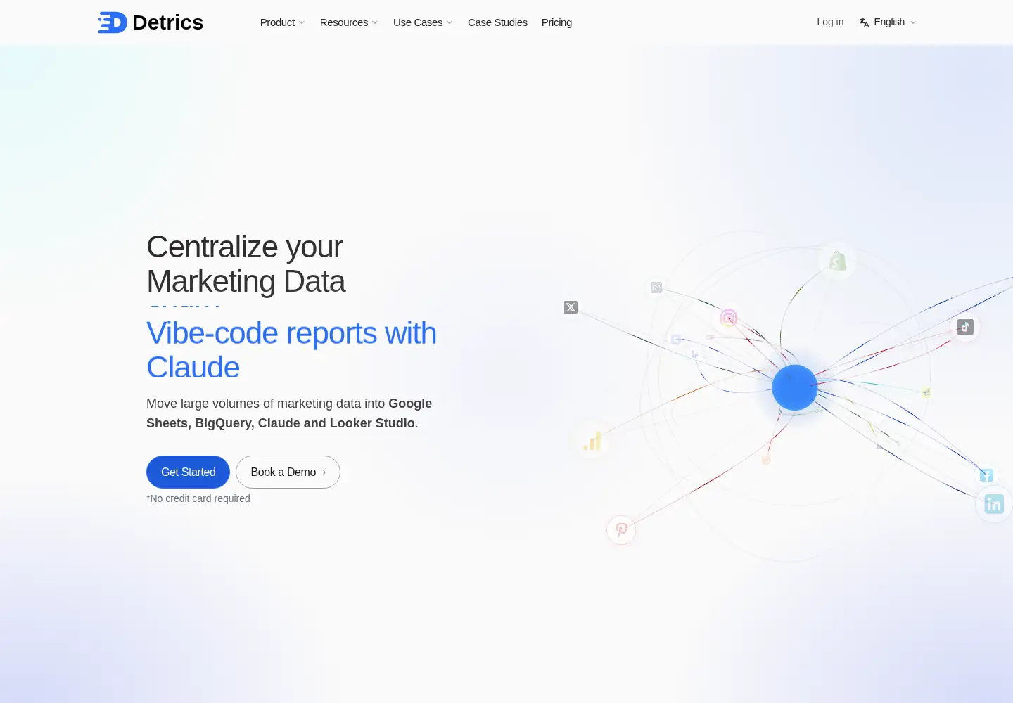 Captured homepage of detrics.io in the current scan