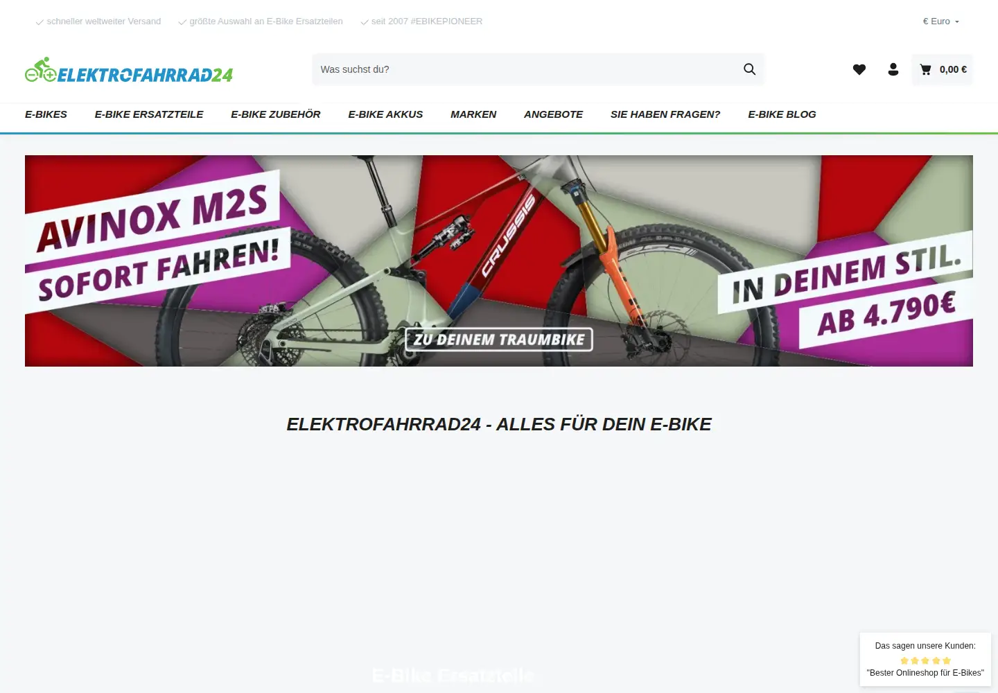 Screenshot of elektrofahrrad24.de