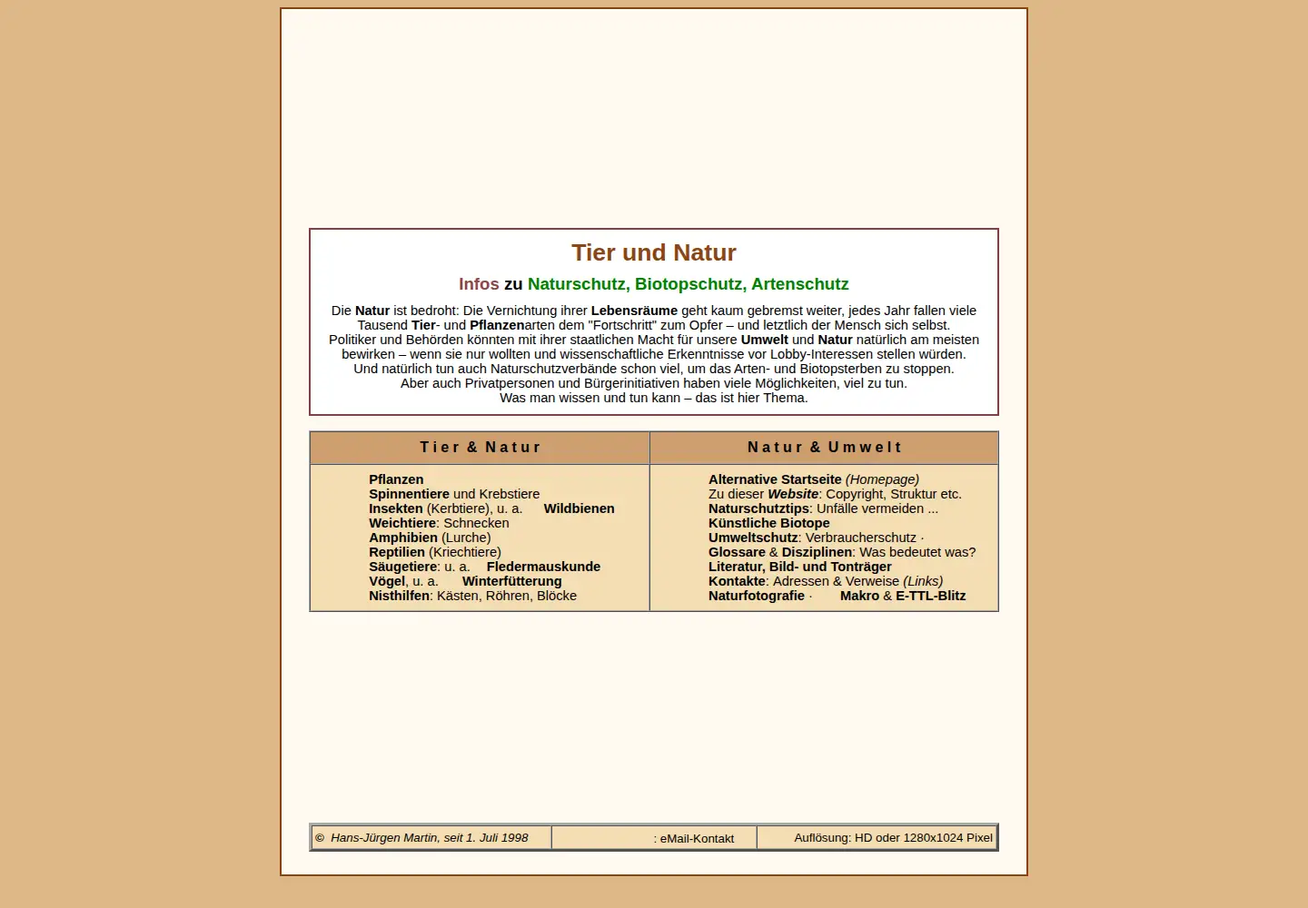 Screenshot of tierundnatur.de