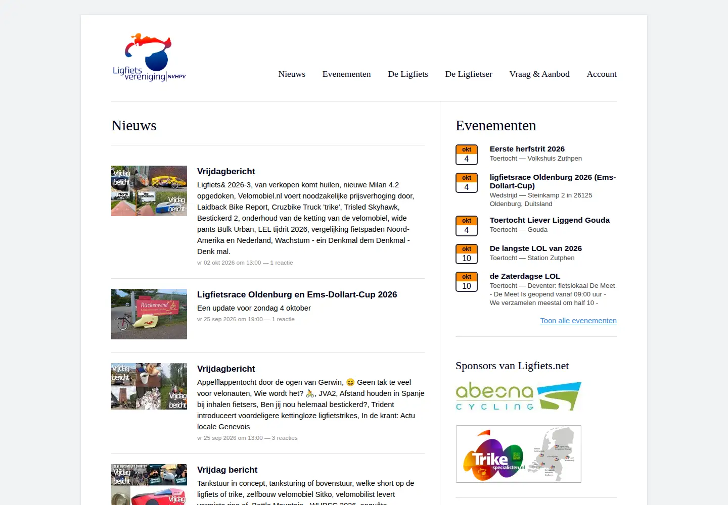 Screenshot of ligfiets.net