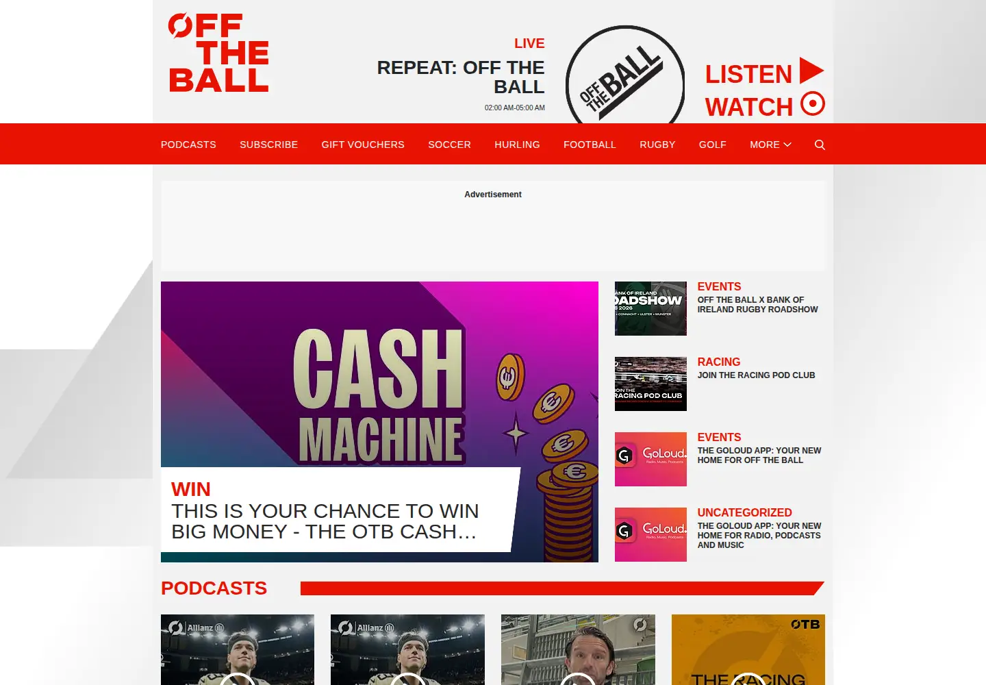 Screenshot of offtheball.com