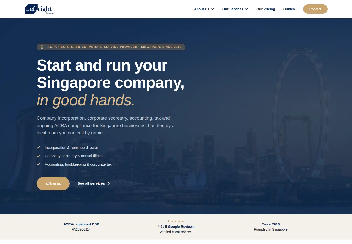 Captured homepage of leftrightcorp.com in the current scan