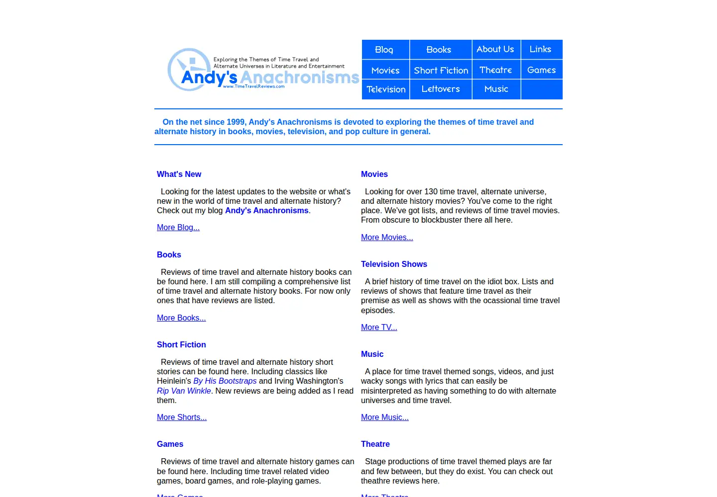 Captured homepage of timetravelreviews.com in the current scan