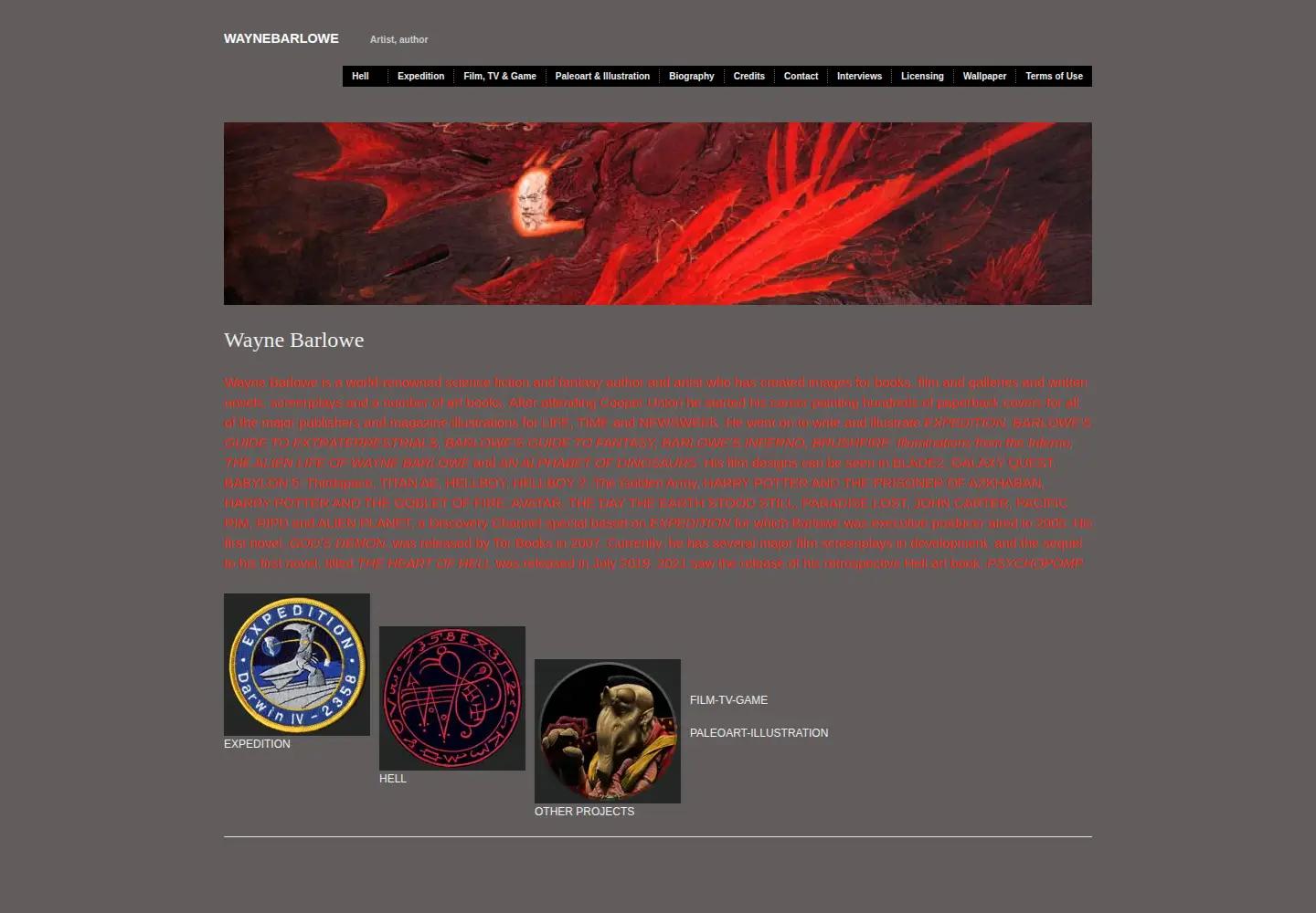 Captured homepage of waynebarlowe.com in the current scan