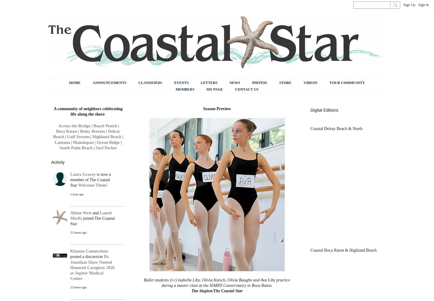 Captured homepage of thecoastalstar.com in the current scan
