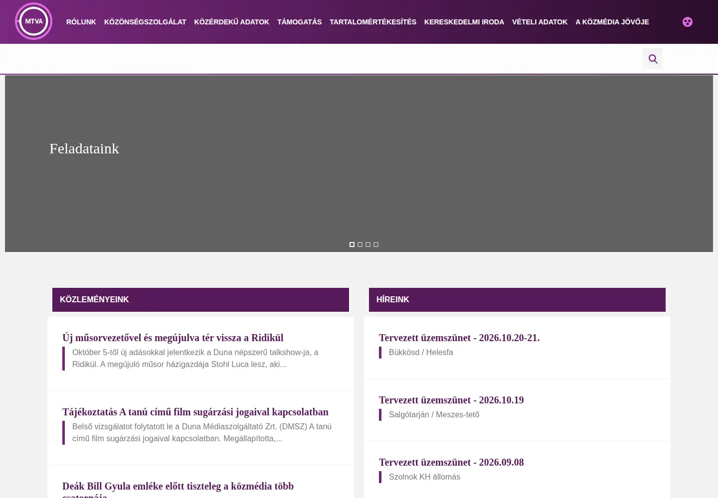 Screenshot of mtva.hu