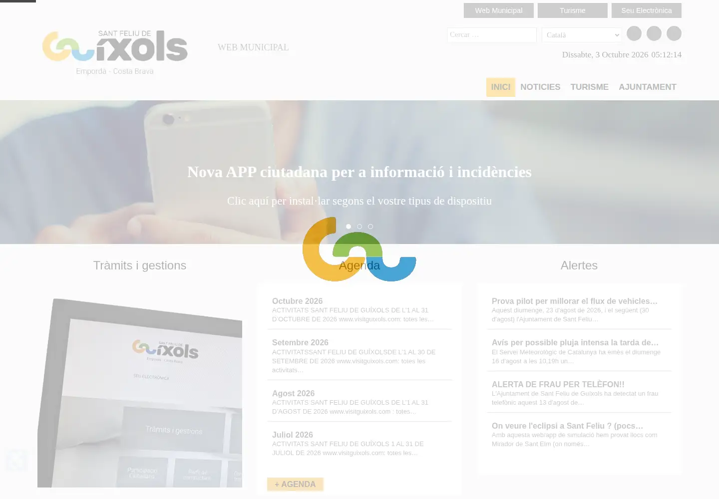 Captured homepage of guixols.cat in the current scan