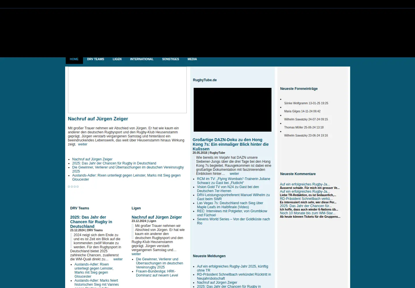 Captured homepage of totalrugby.de in the current scan