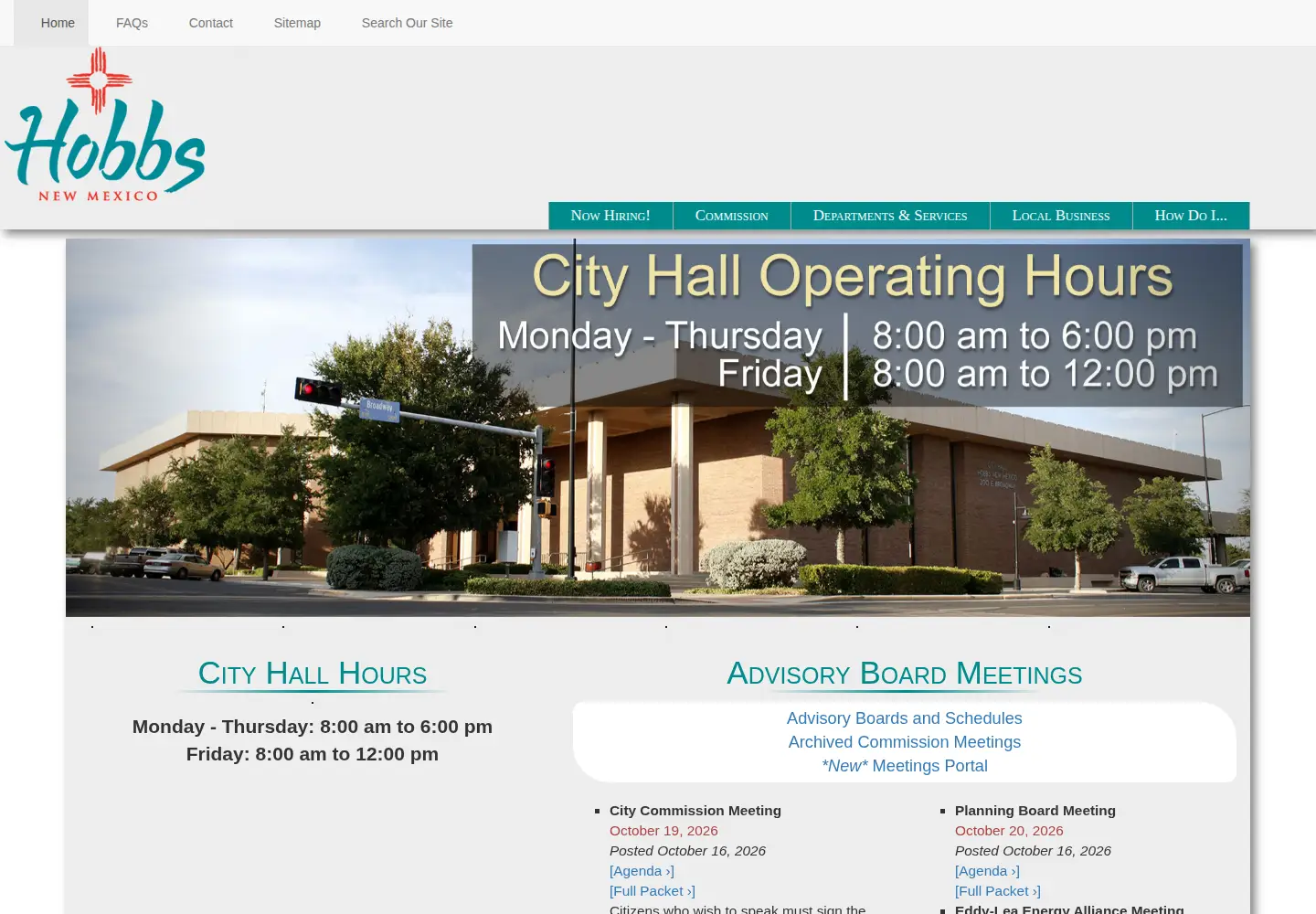 Captured homepage of hobbsnm.org in the current scan