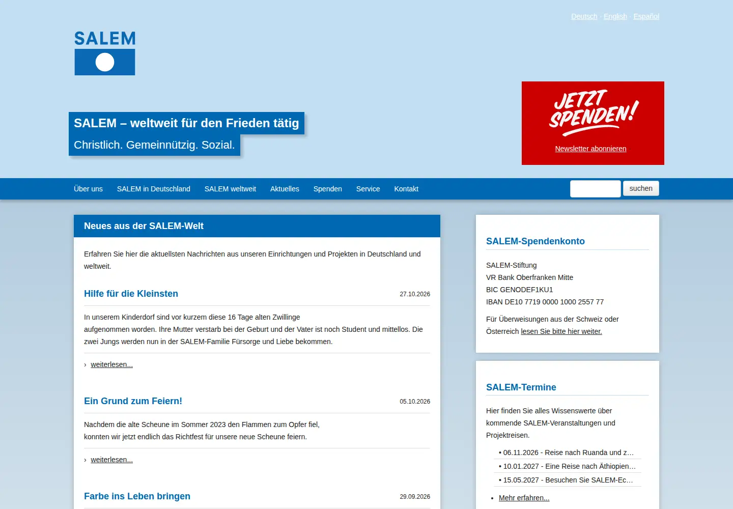 Screenshot of saleminternational.org