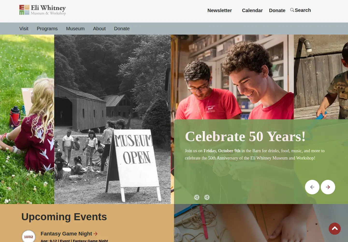 Captured homepage of eliwhitney.org in the current scan