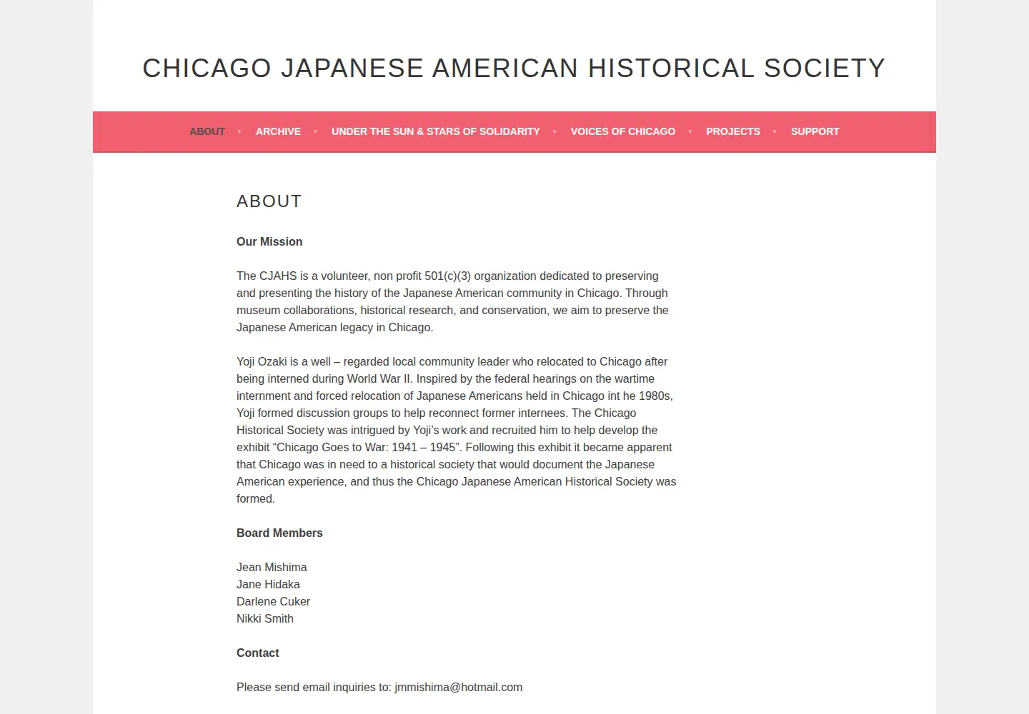 Captured homepage of cjahs.org in the current scan