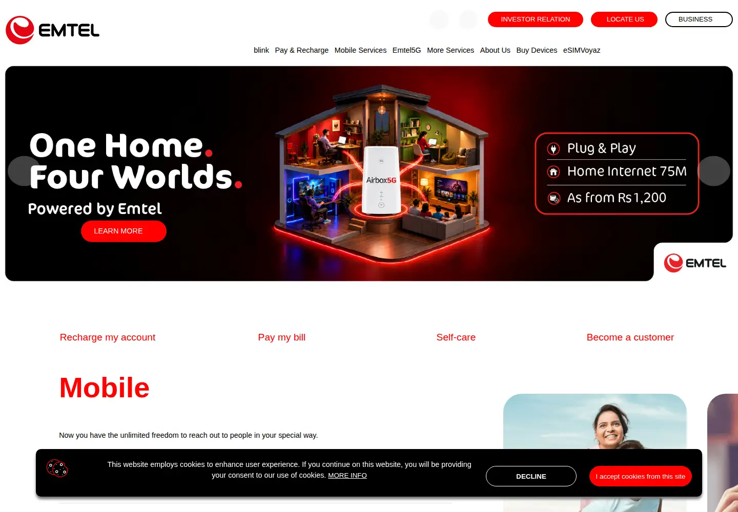 Captured homepage of emtel.com in the current scan