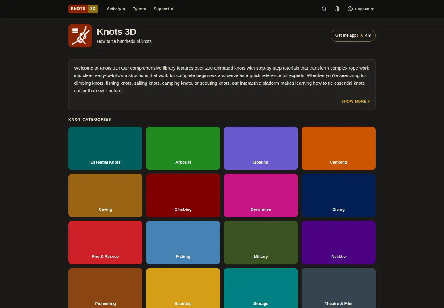 Screenshot of knots3d.com