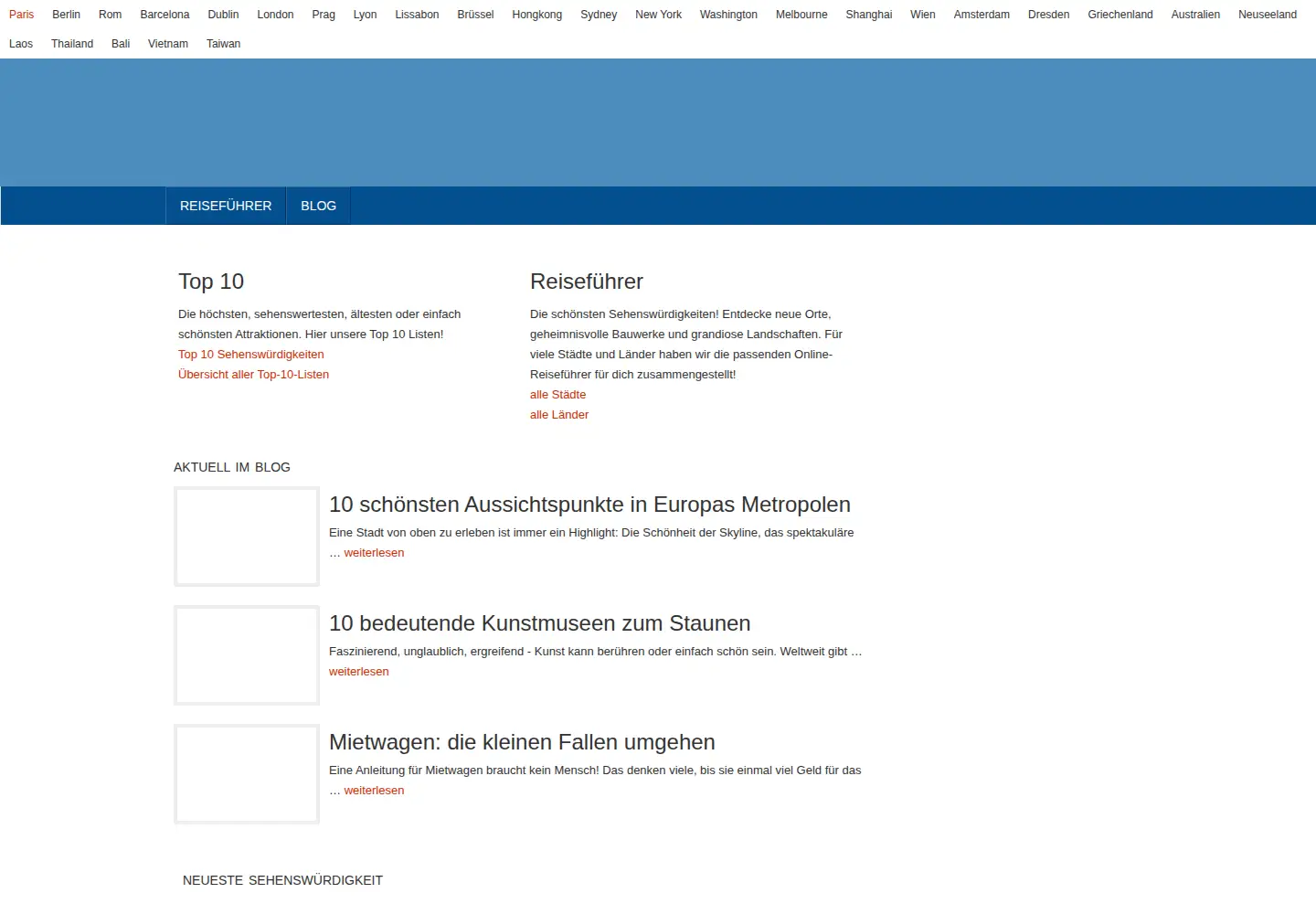 Captured homepage of sehenswuerdigkeiten-online.de in the current scan