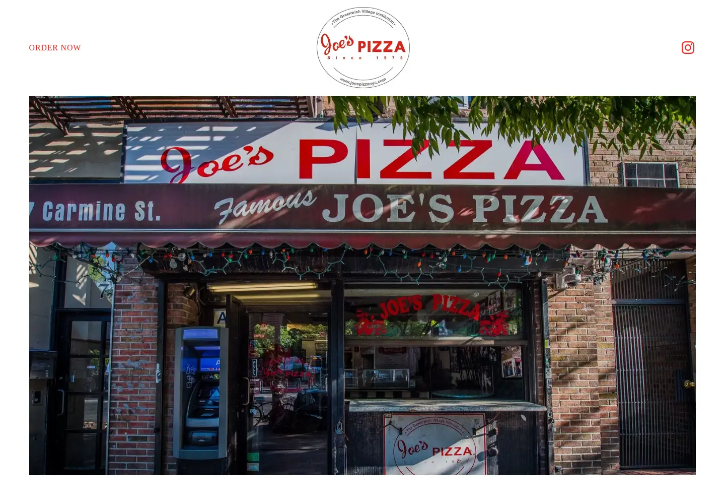 Captured homepage of joespizzanyc.com in the current scan