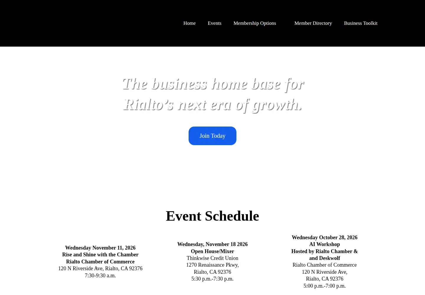Screenshot of rialtochamber.org