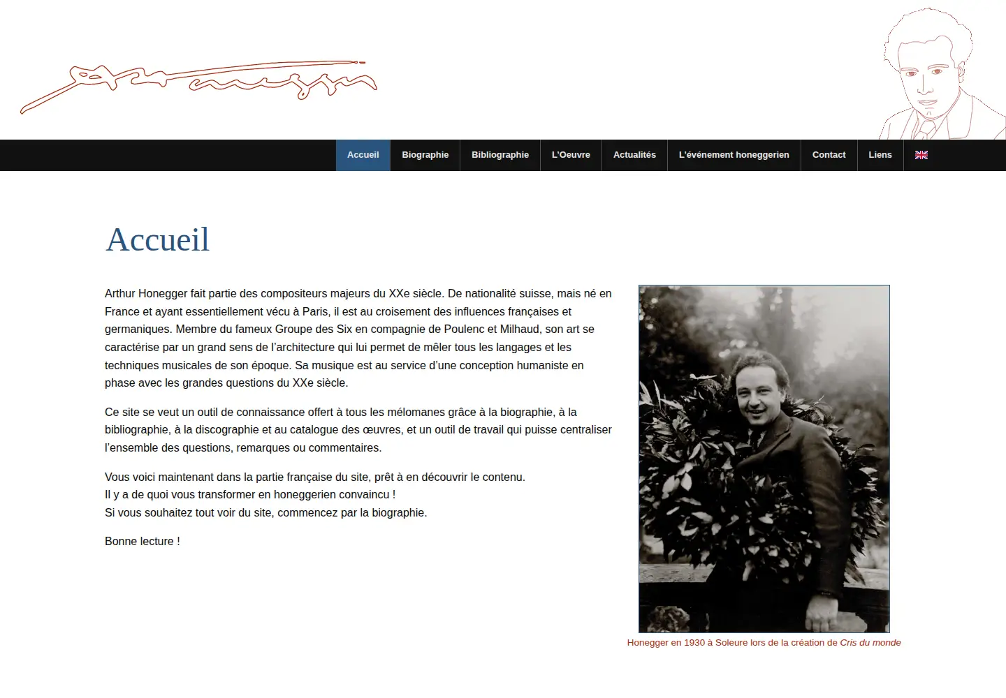 Captured homepage of arthur-honegger.com in the current scan