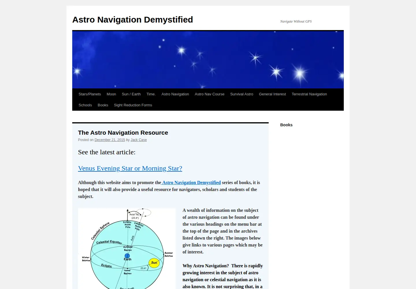 Captured homepage of astronavigationdemystified.com in the current scan