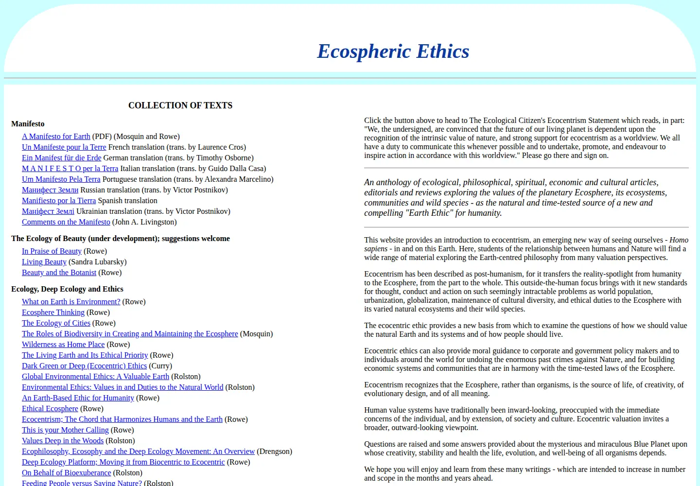 Screenshot of ecospherics.net