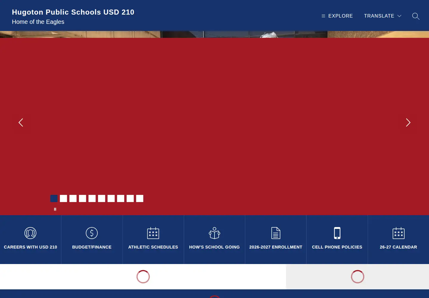 Captured homepage of usd210.org in the current scan