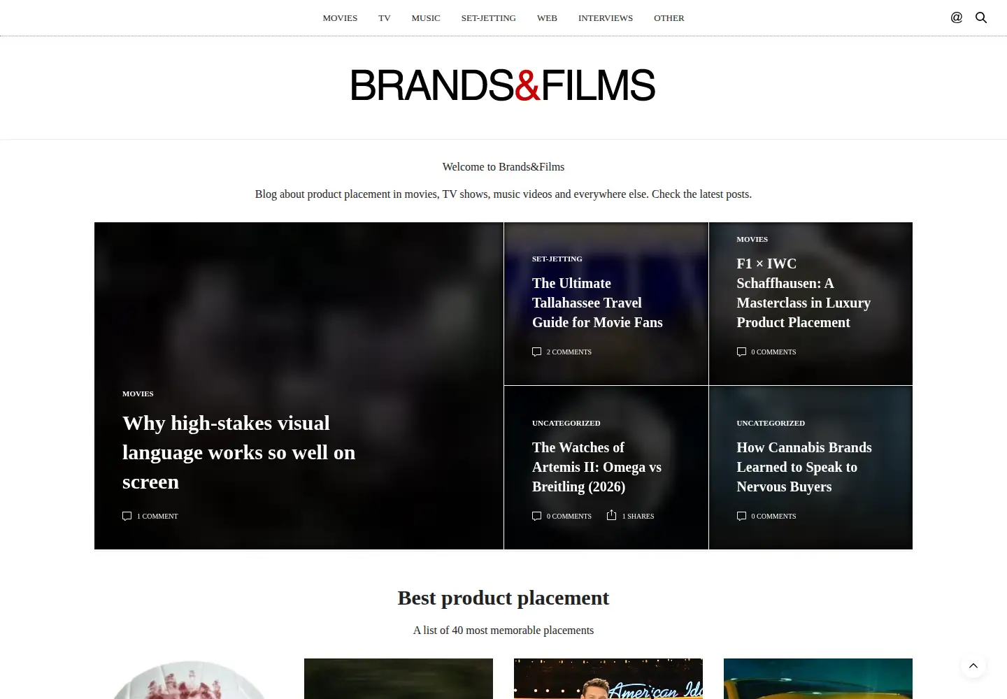 Captured homepage of brandsandfilms.com in the current scan