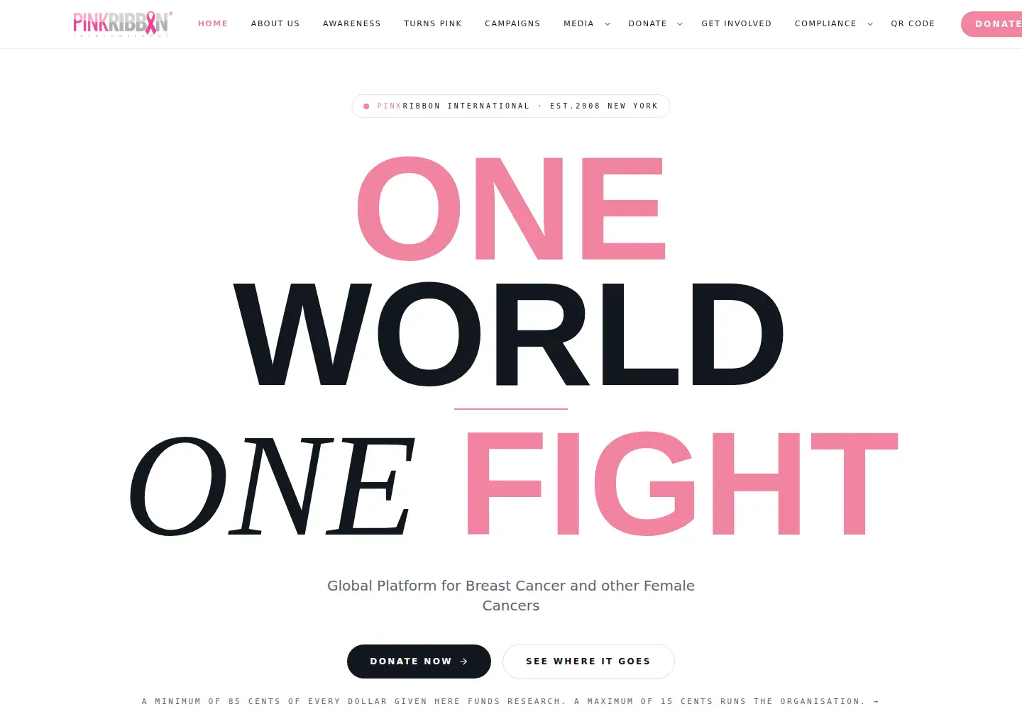 Screenshot of pinkribbon.org