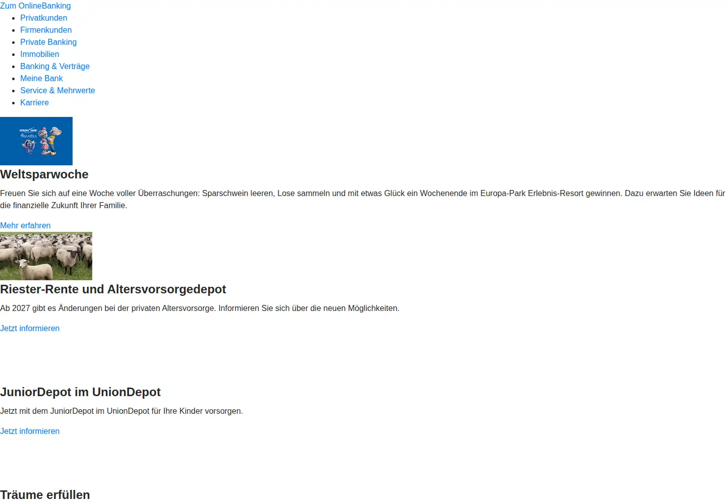 Screenshot of volksbank-ueberlingen.de