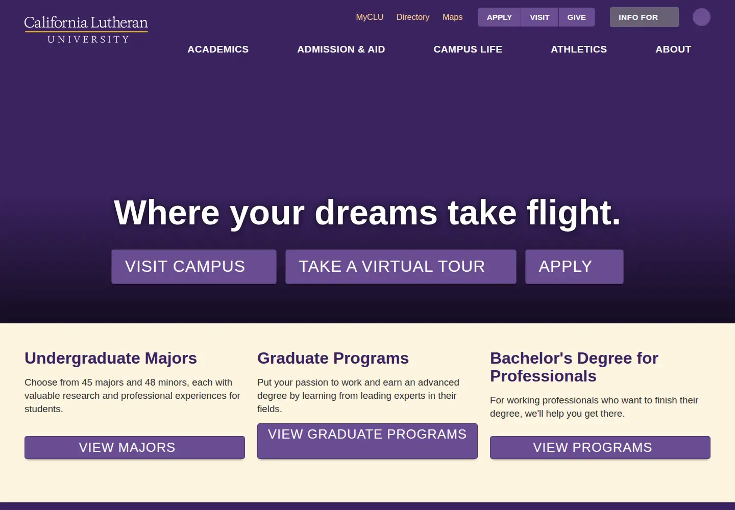 Captured homepage of clu.edu in the current scan