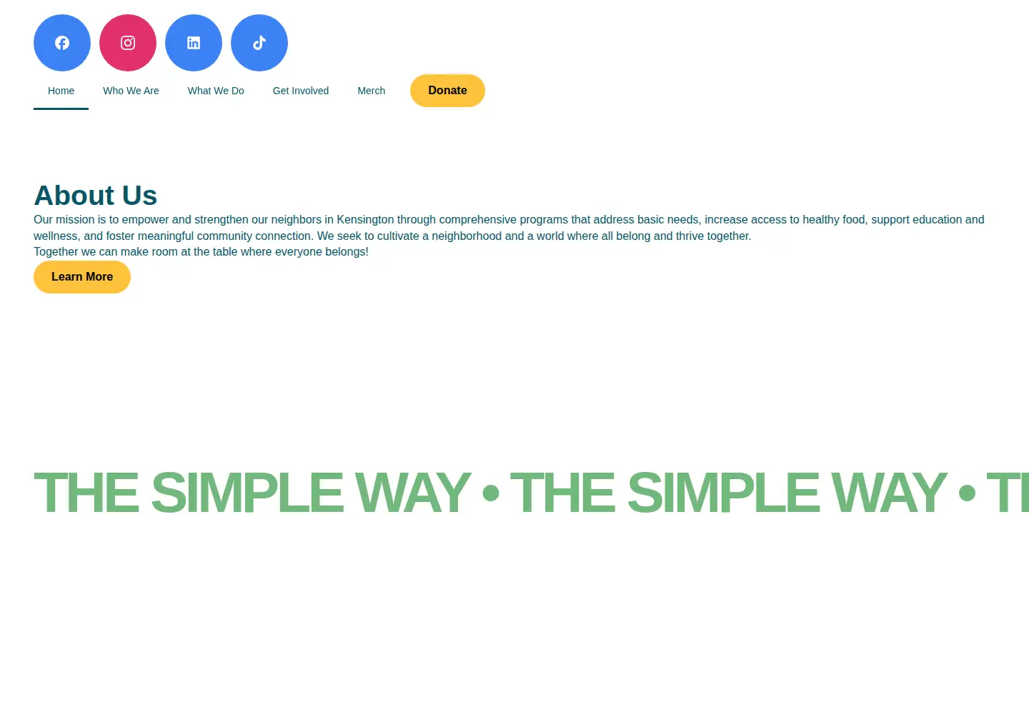 Captured homepage of thesimpleway.org in the current scan