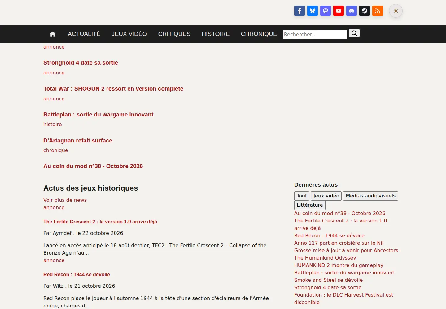 Screenshot of histogames.com