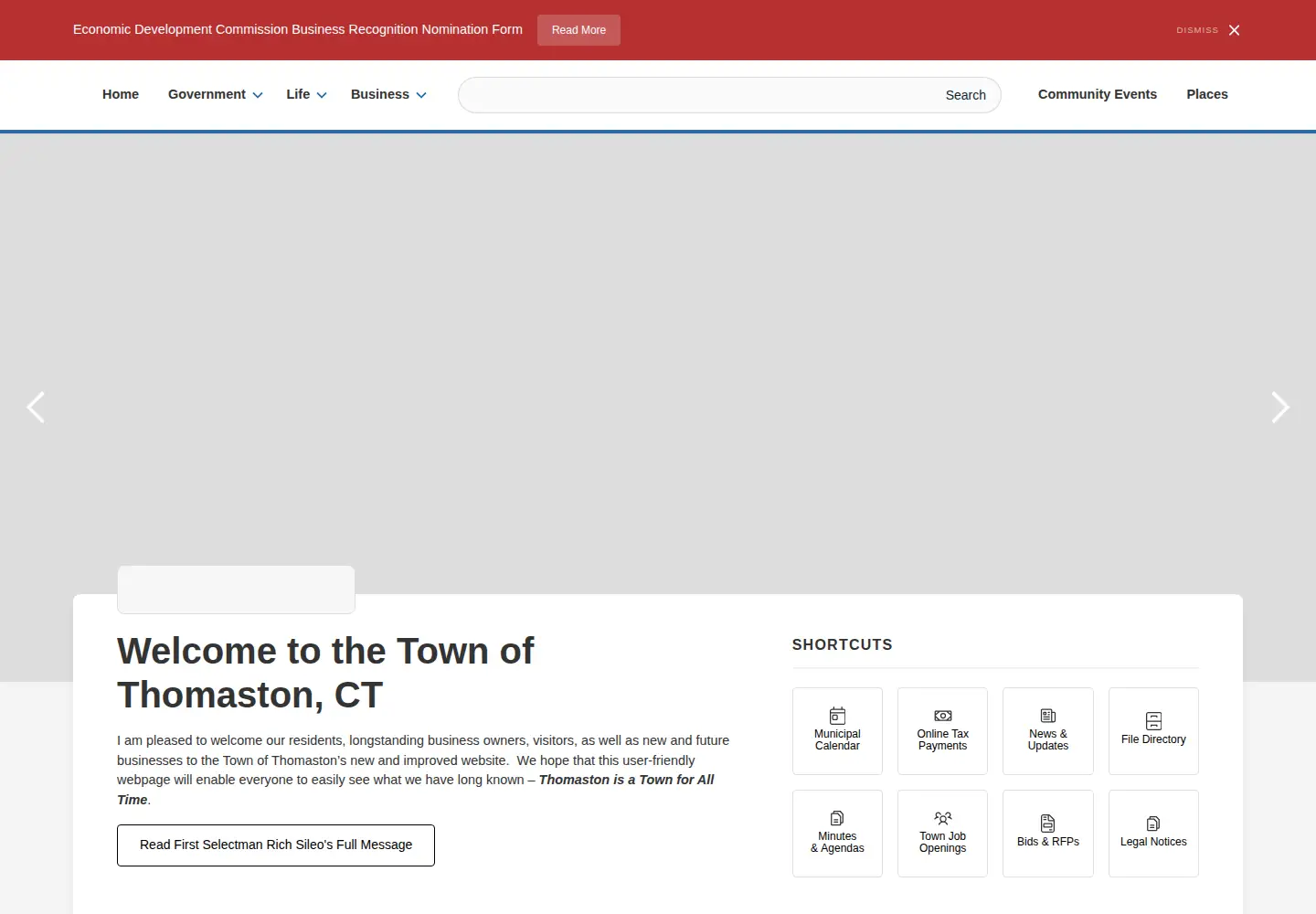 Captured homepage of thomastonct.org in the current scan