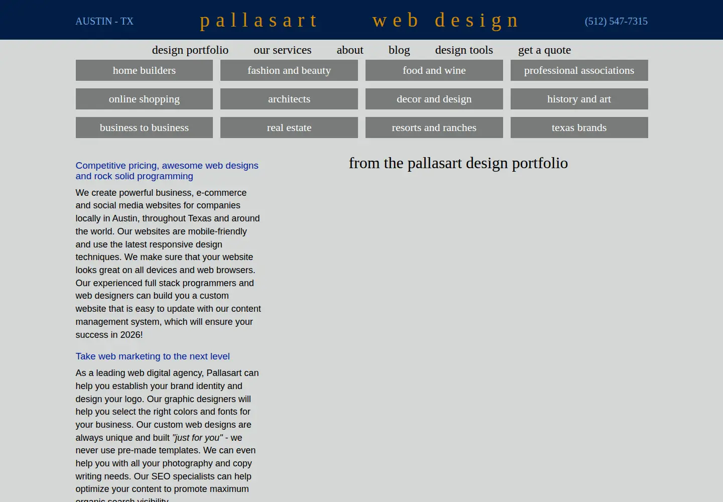 Captured homepage of pallasweb.com in the current scan