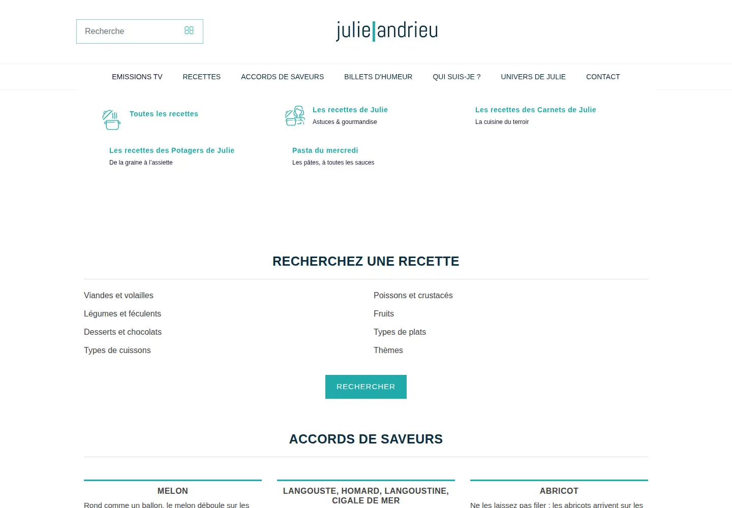 Captured homepage of julieandrieu.com in the current scan