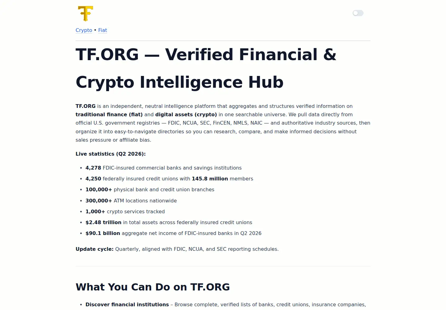 Screenshot of tf.org