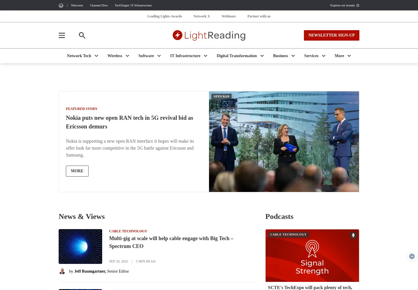 Screenshot of lightreading.com