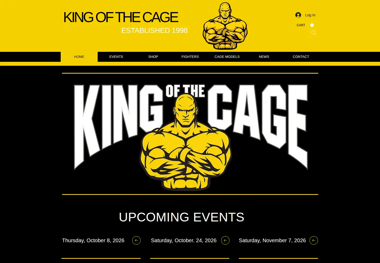 Screenshot of kingofthecage.com