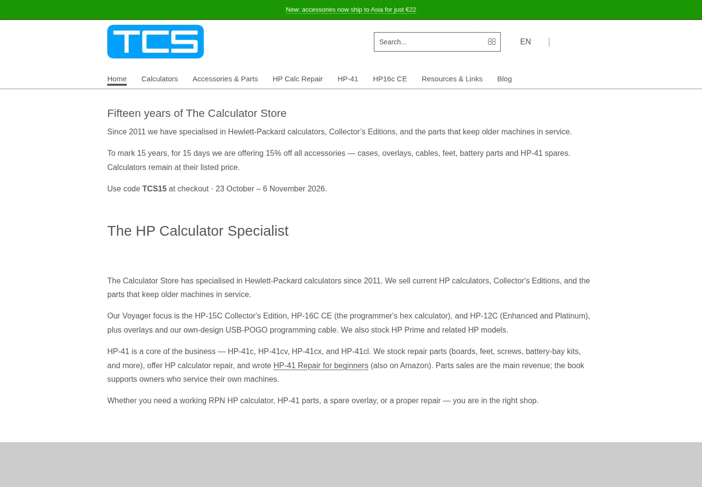 Screenshot of thecalculatorstore.com