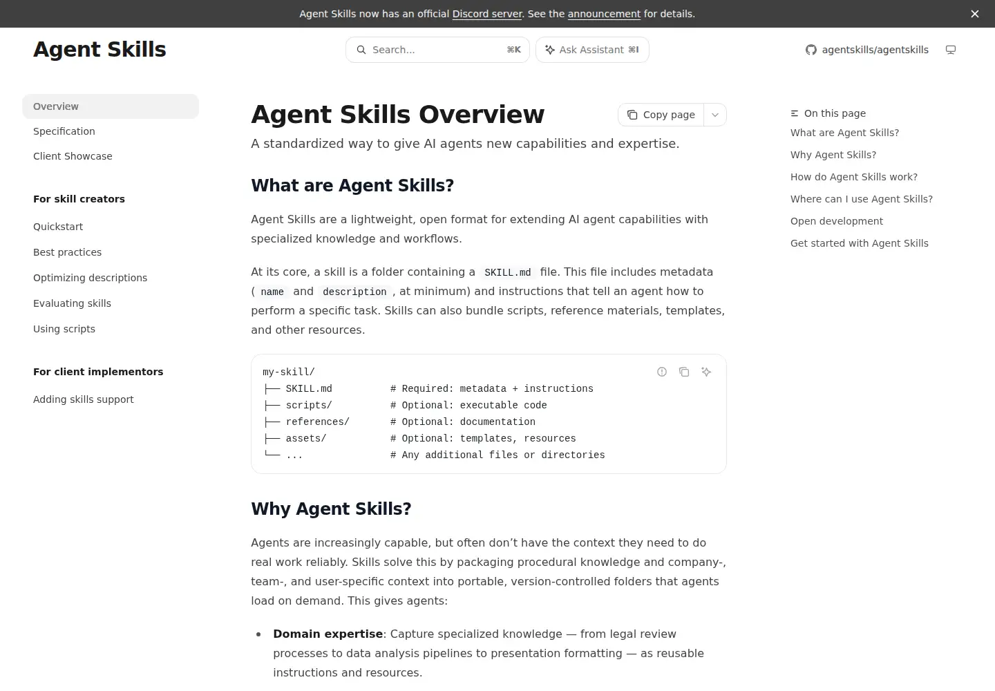 Screenshot of agentskills.io