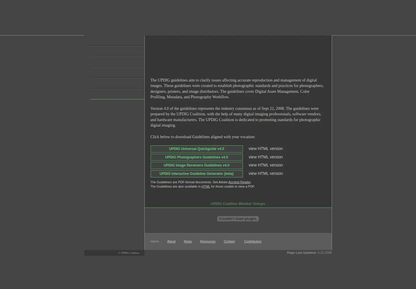 Captured homepage of updig.org in the current scan