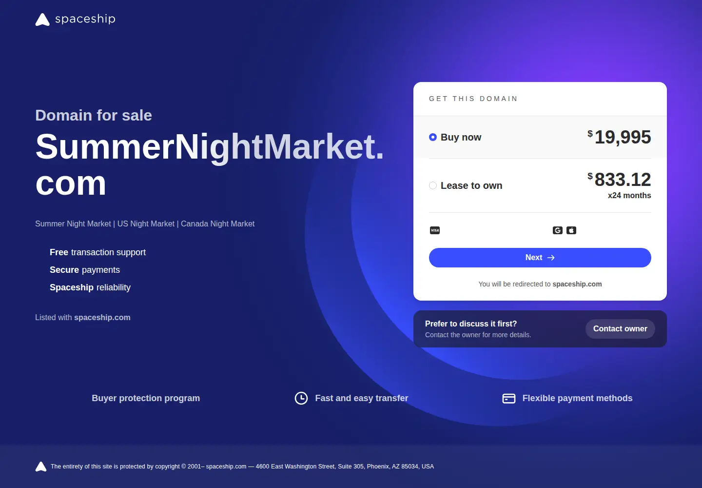 Captured homepage of summernightmarket.com in the current scan
