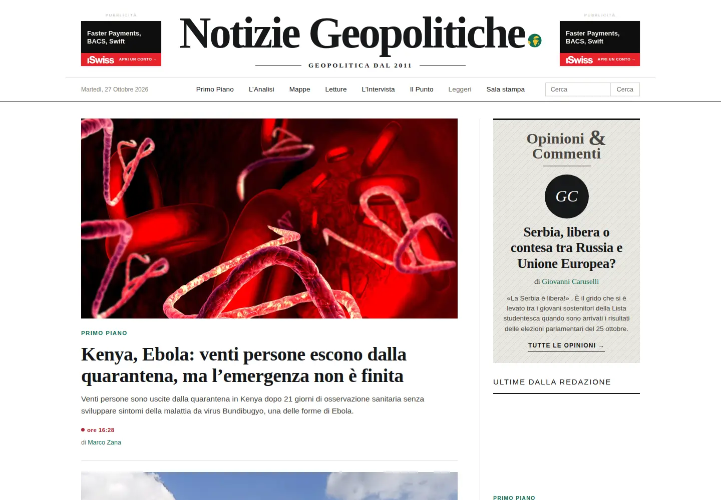 Screenshot of notiziegeopolitiche.net