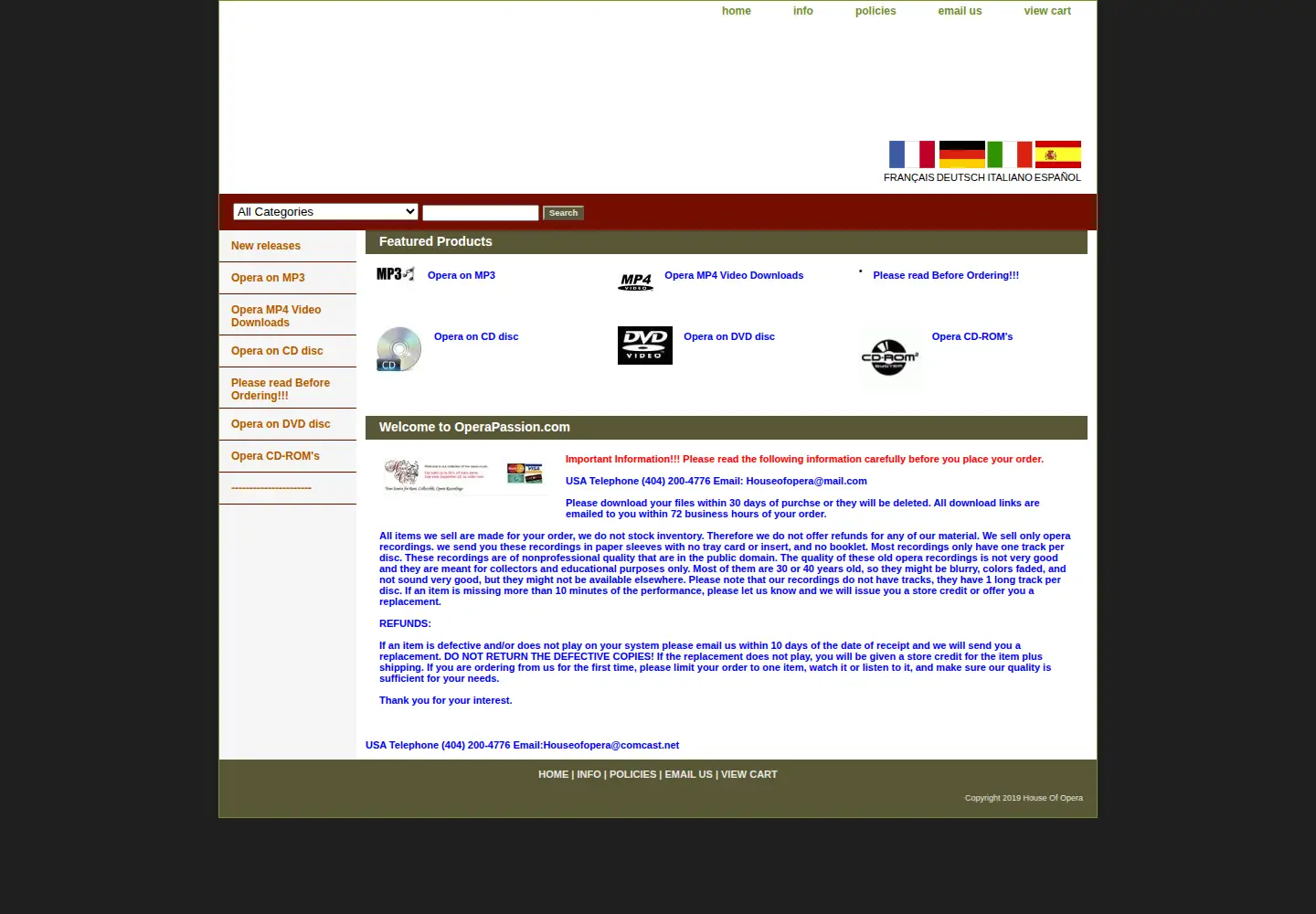 Screenshot of operapassion.com