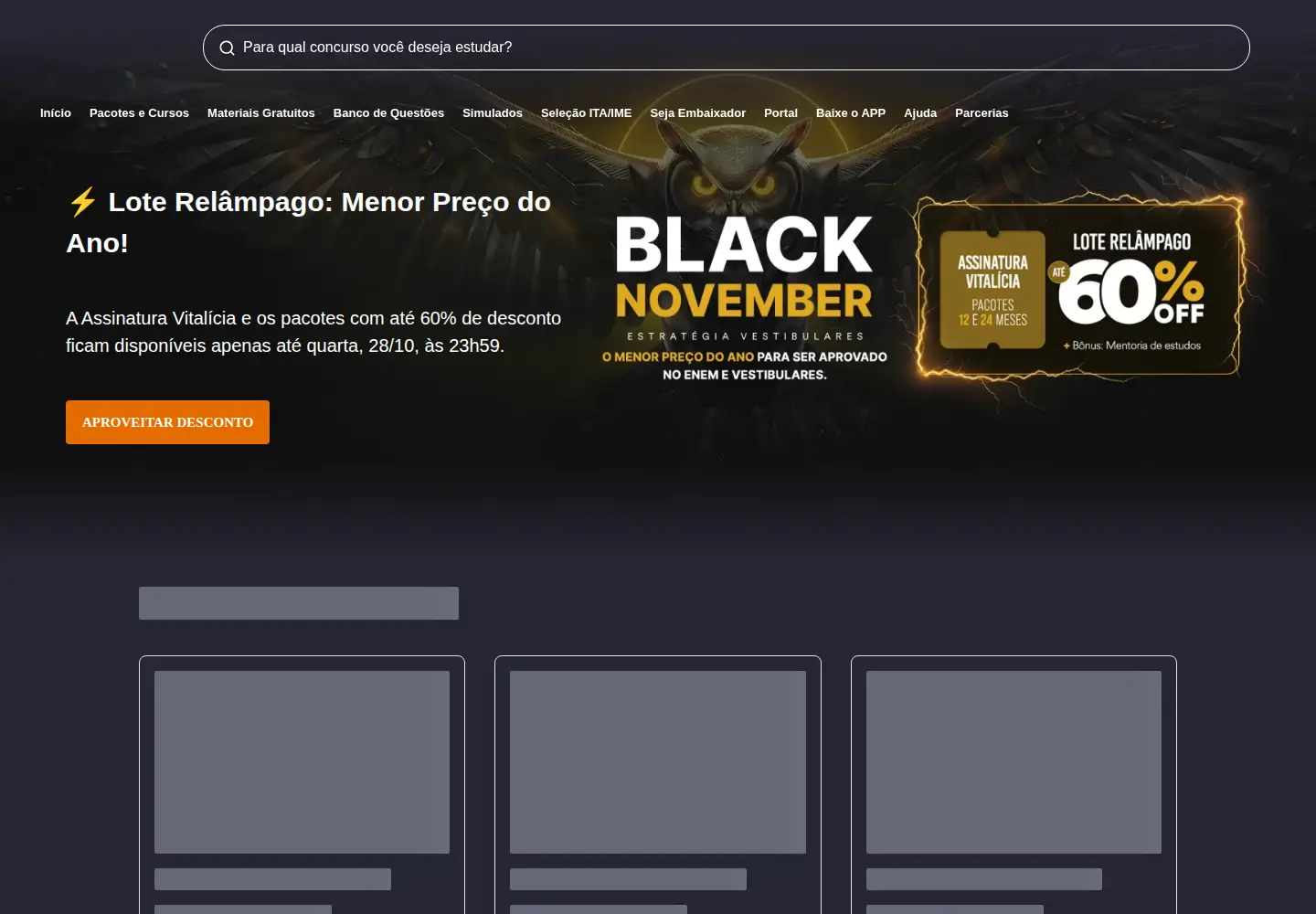 Captured homepage of estrategiavestibulares.com.br in the current scan