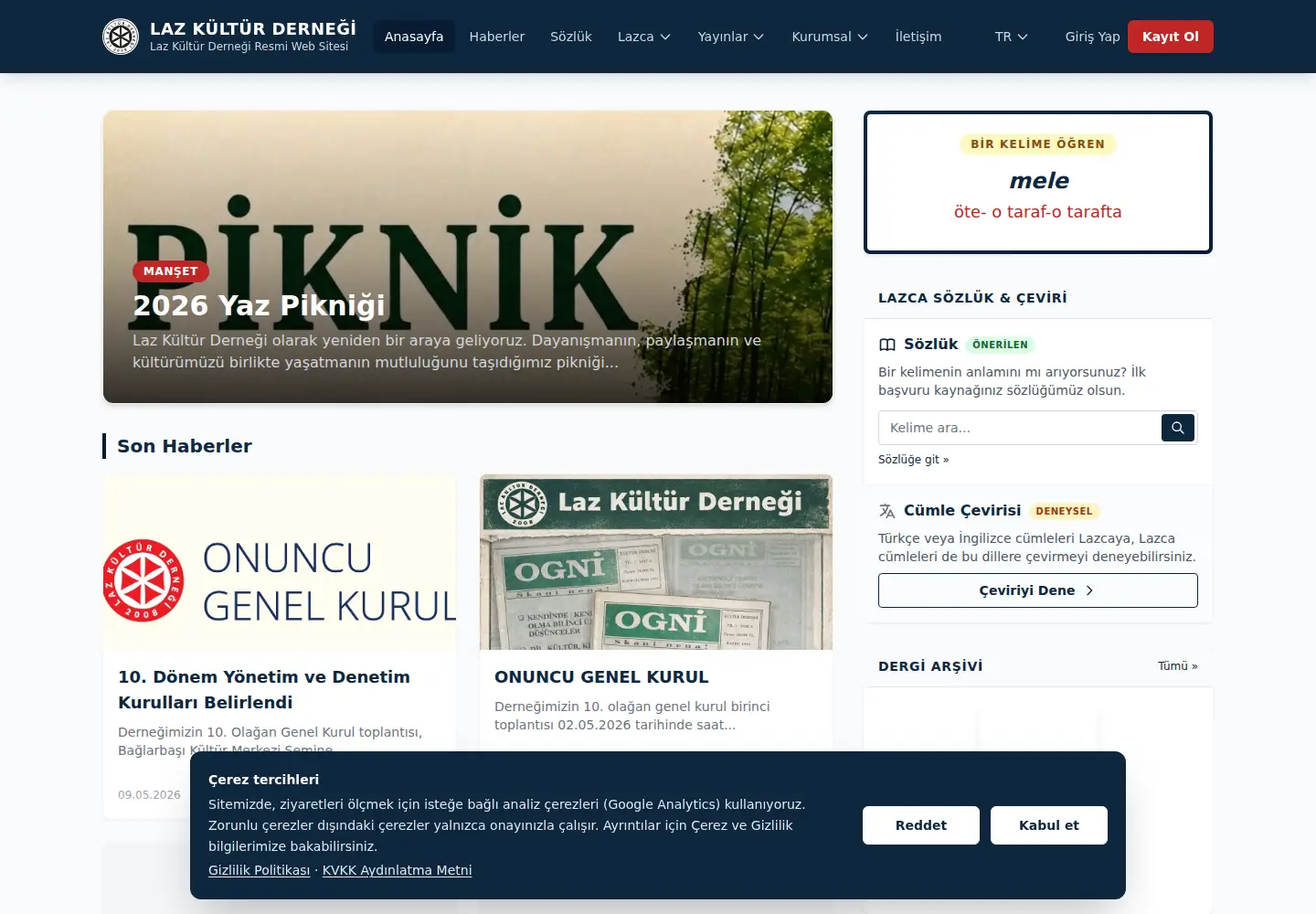 Screenshot of lazkulturdernegi.org.tr