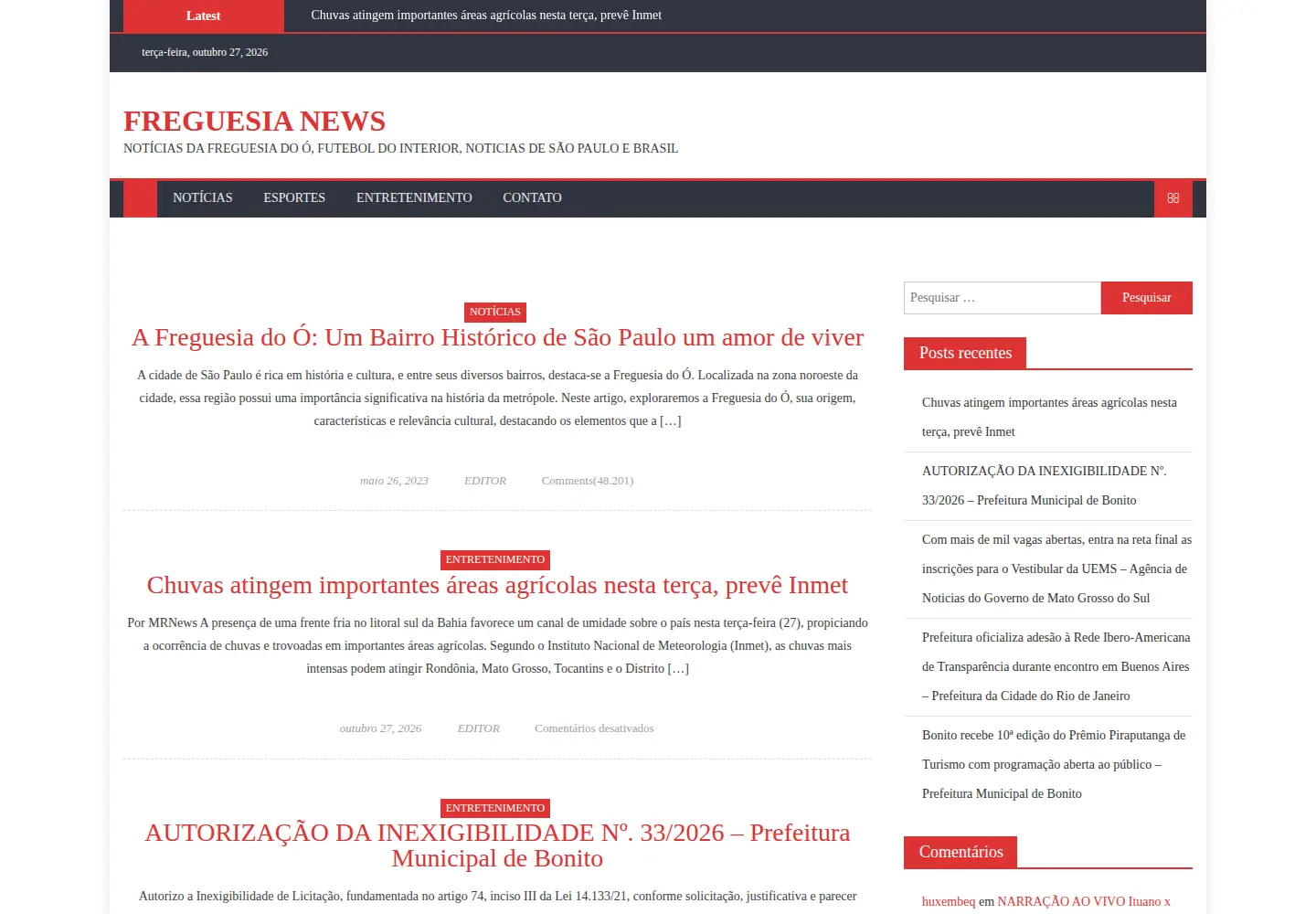 Screenshot of freguesianews.com.br