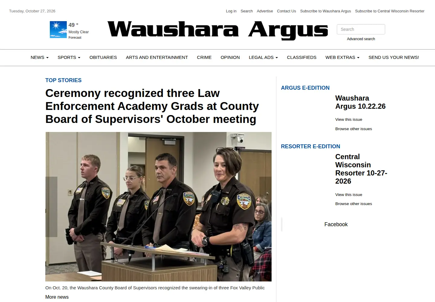 Screenshot of wausharaargus.com