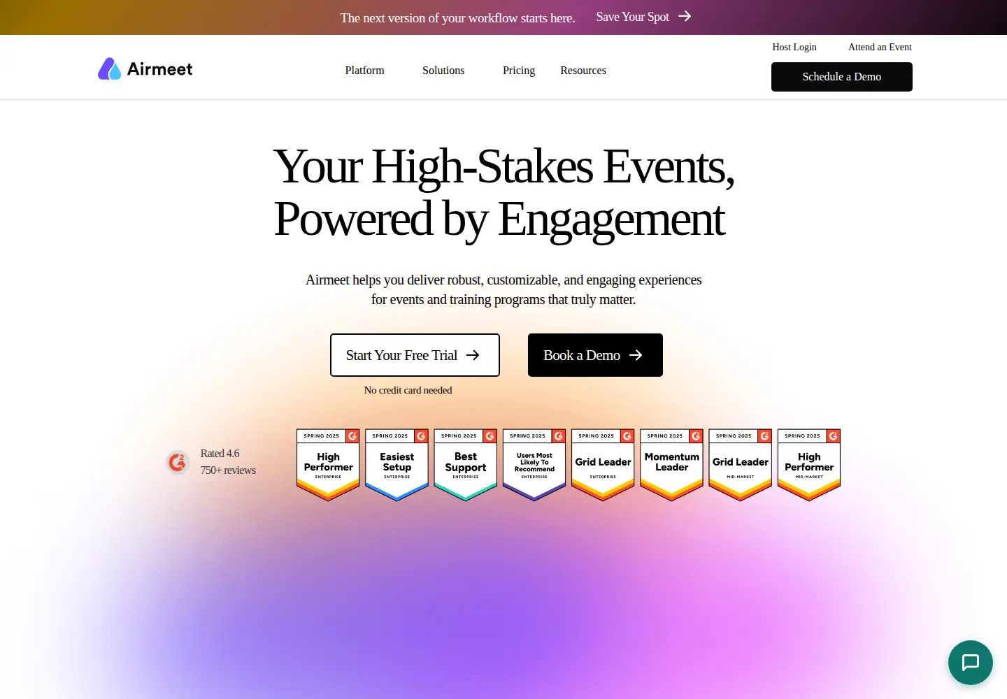 Screenshot of airmeet.com