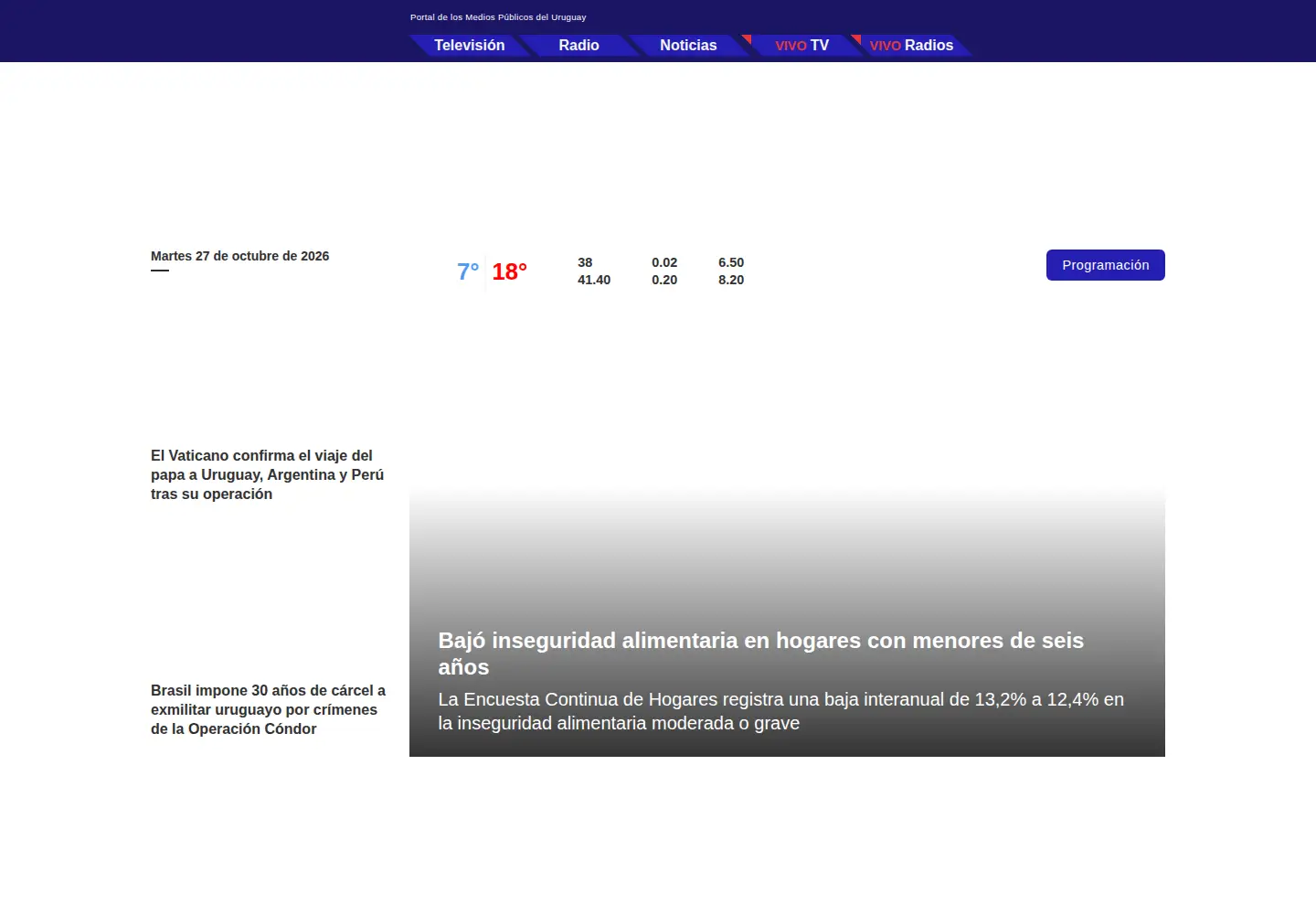 Captured homepage of tnu.com.uy in the current scan